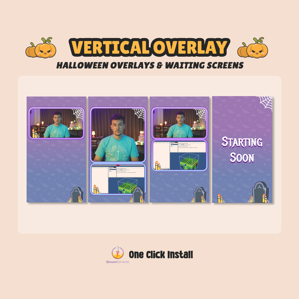 Vertical Overlays & Waiting Screens for TikTok, Twitch, YouTube Vertical Streaming