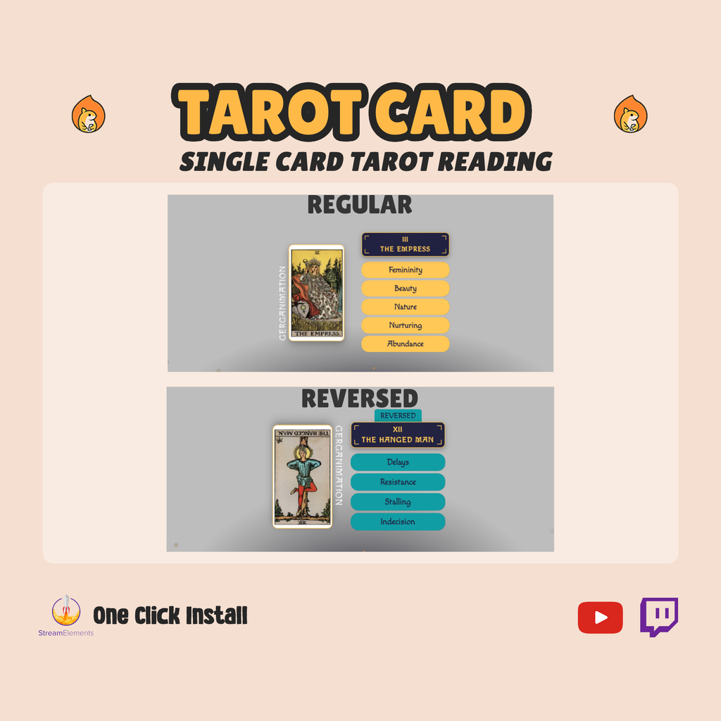 Single Tarot Card Reading Twitch Widget