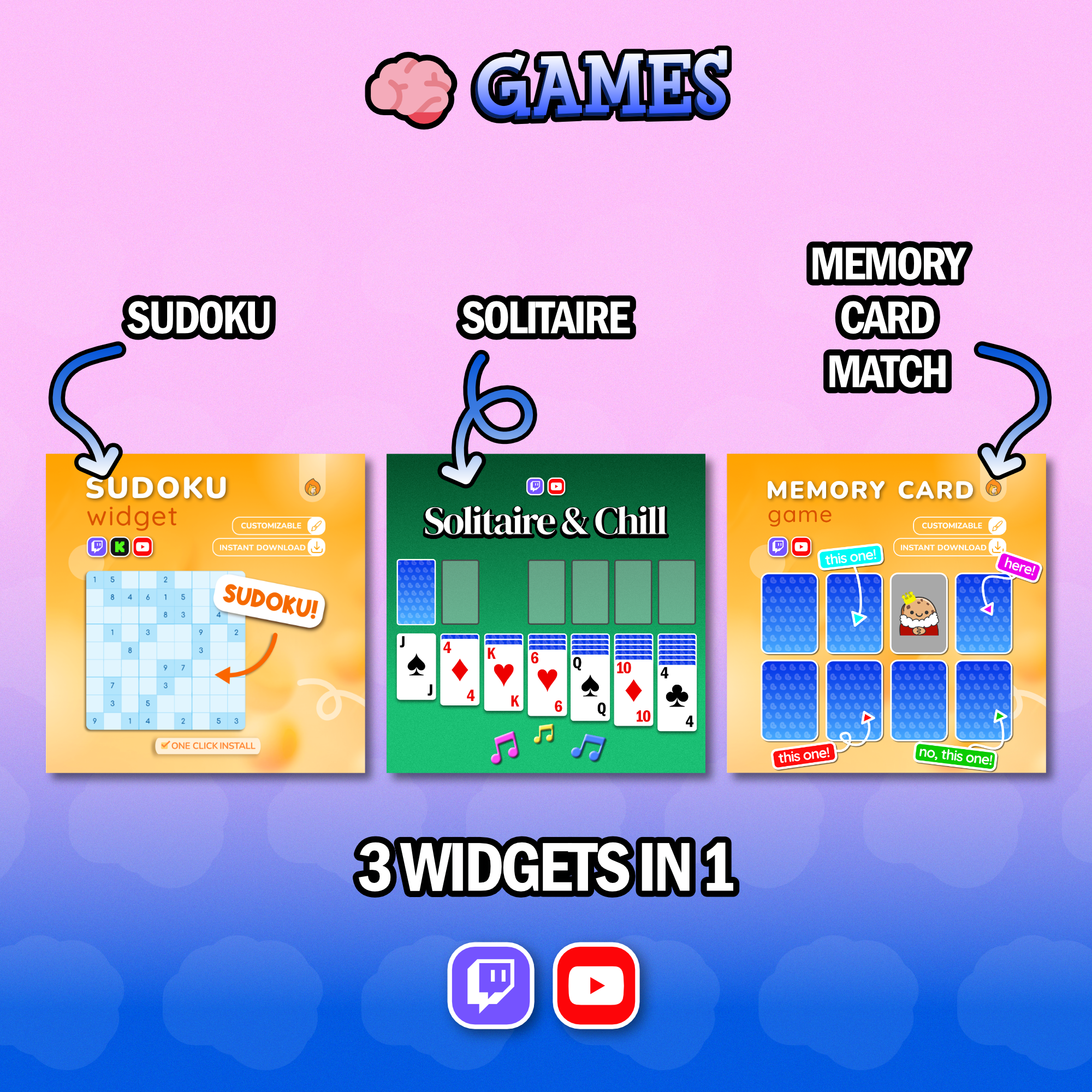 Chat Plays Brain Games! Solitaire - Sudoku - Memory Card Match Games Twitch YouTube Chat