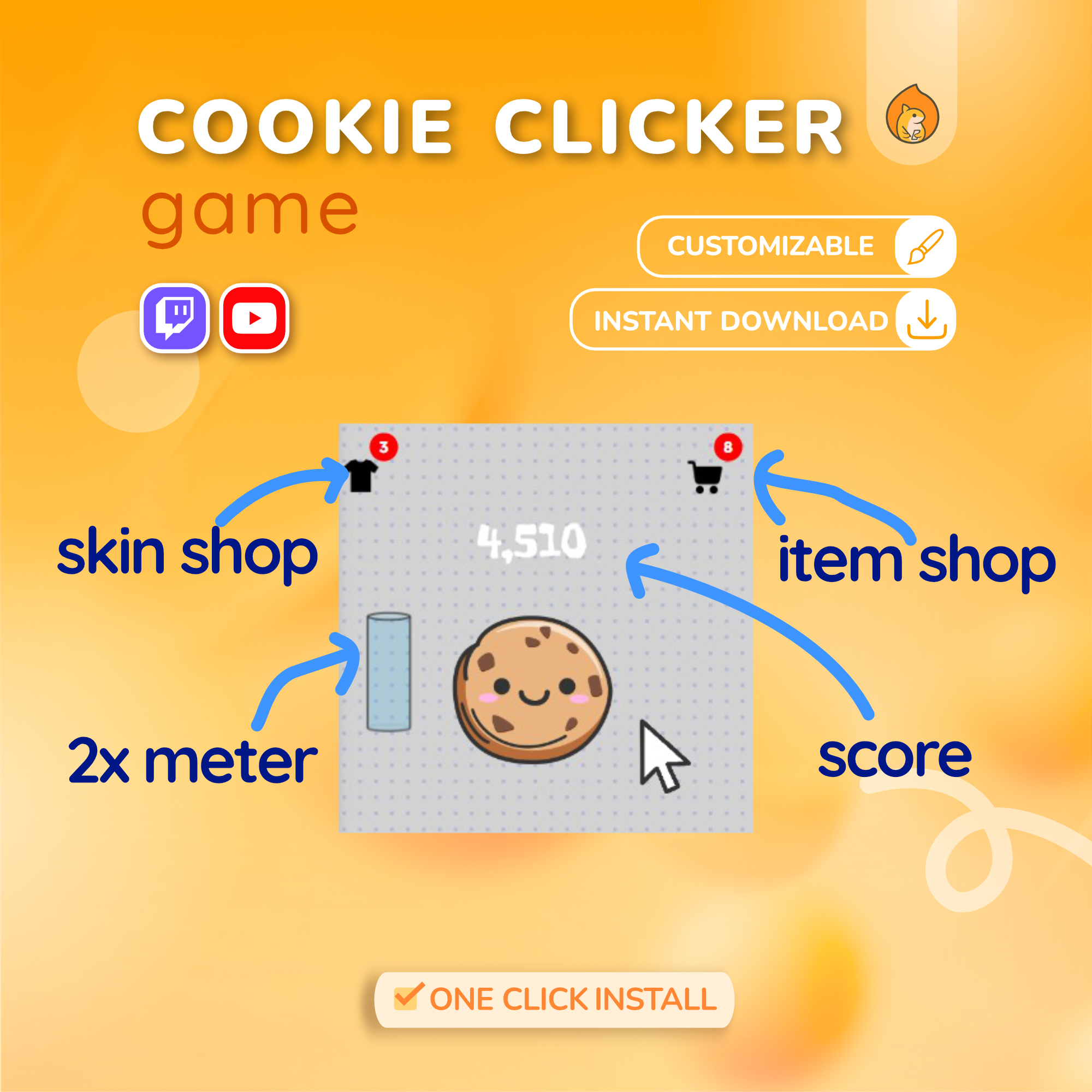 Cookie Clicker Twitch Game Widget - YouTube Live Stream Widget