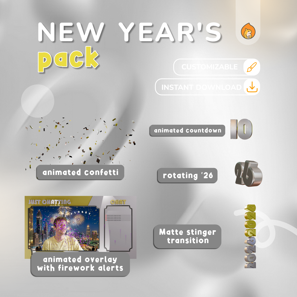 New Year's Eve Just Chatting Overlay Pack