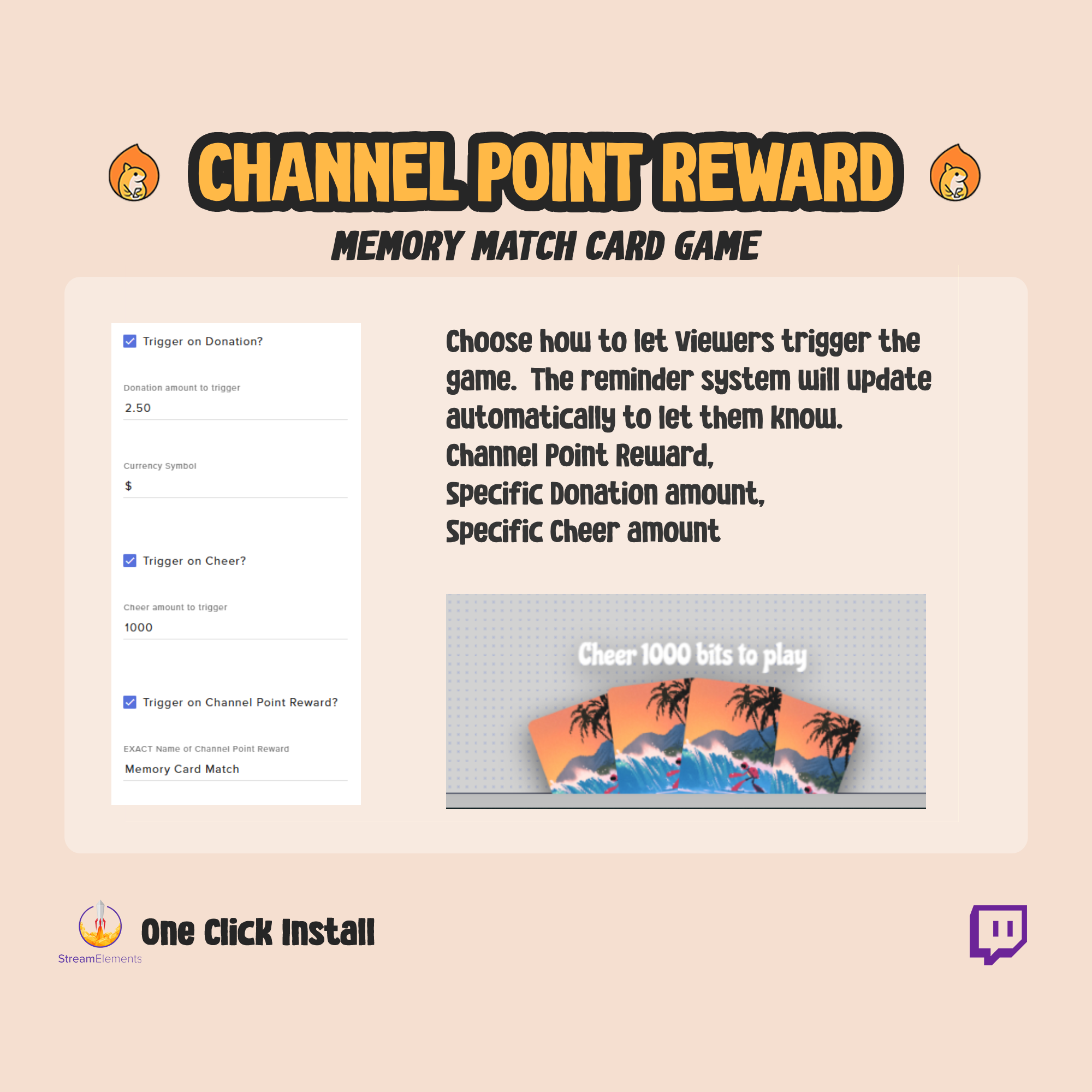 Memory Card Match Game - Twitch Chat Plays