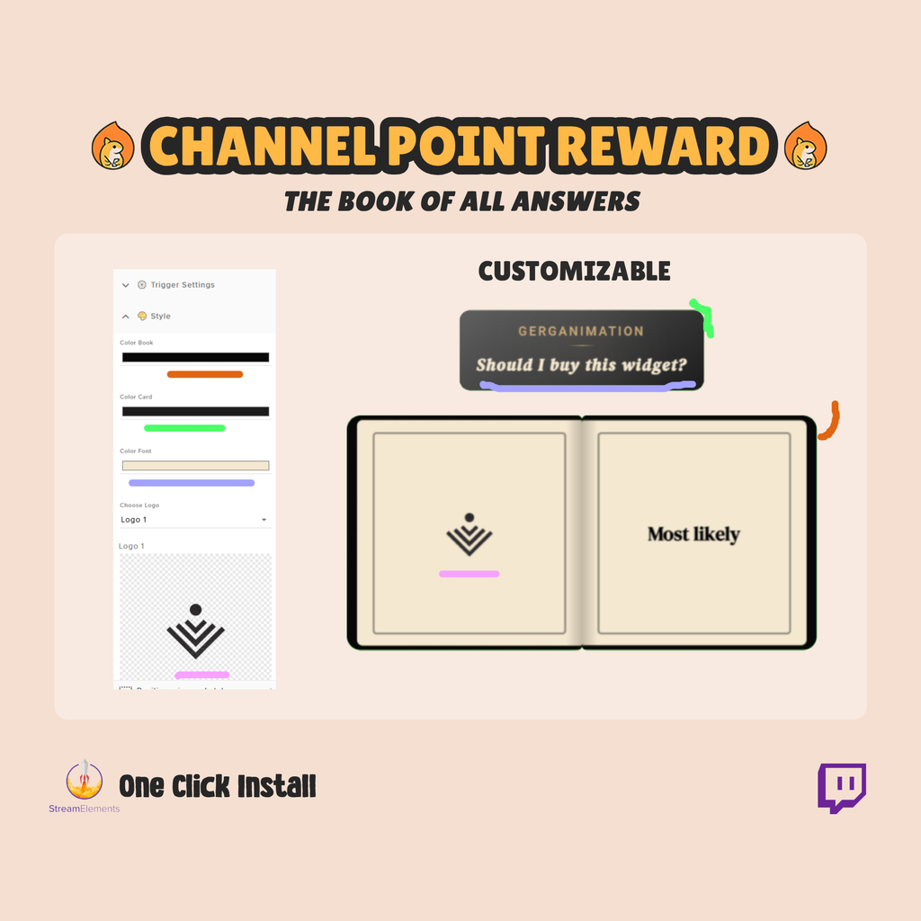 The Book of All Answers - Fortune Teller Twitch Chat Widget