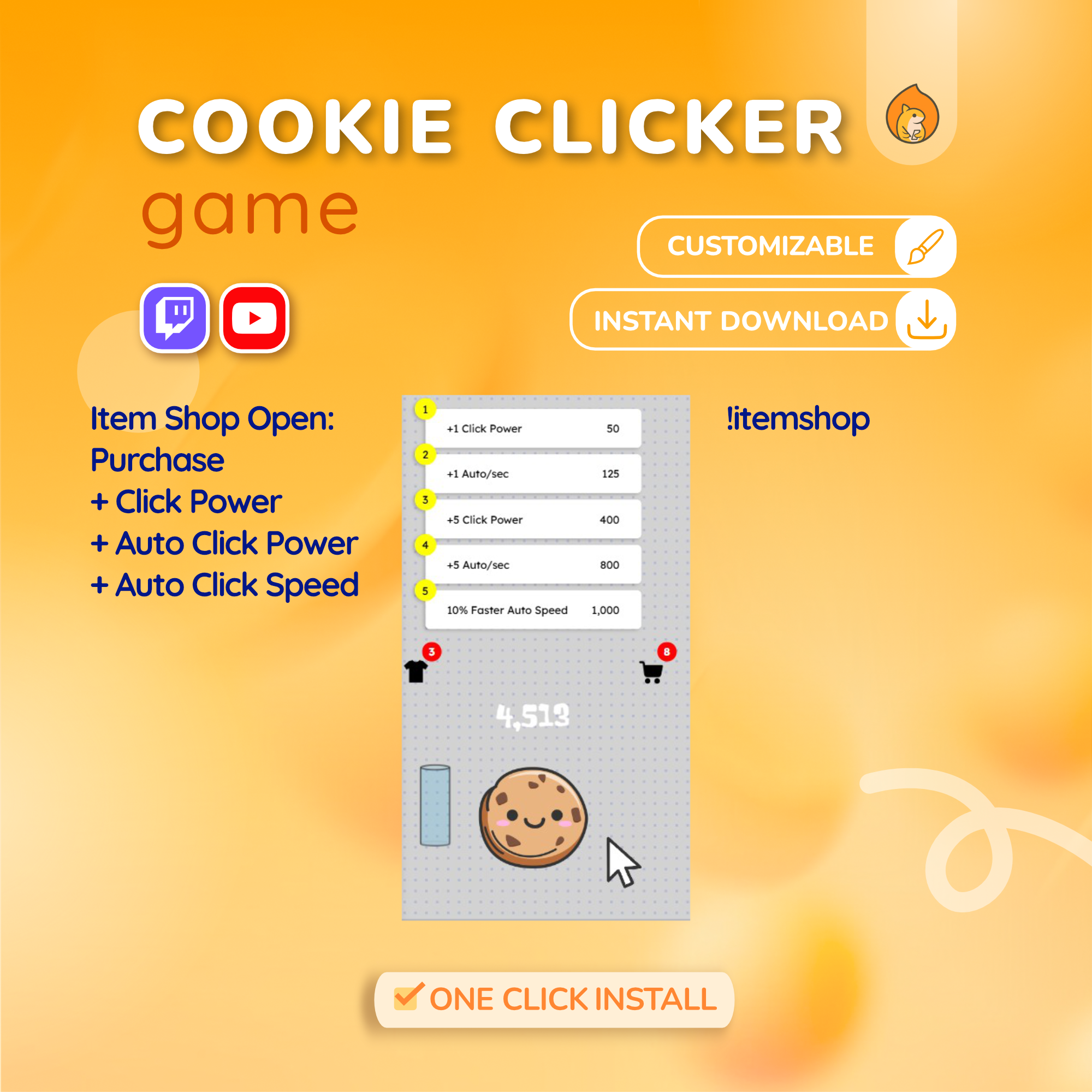 Cookie Clicker Twitch Game Widget - YouTube Live Stream Widget