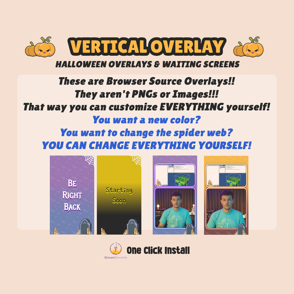 Vertical Overlays & Waiting Screens for TikTok, Twitch, YouTube Vertical Streaming