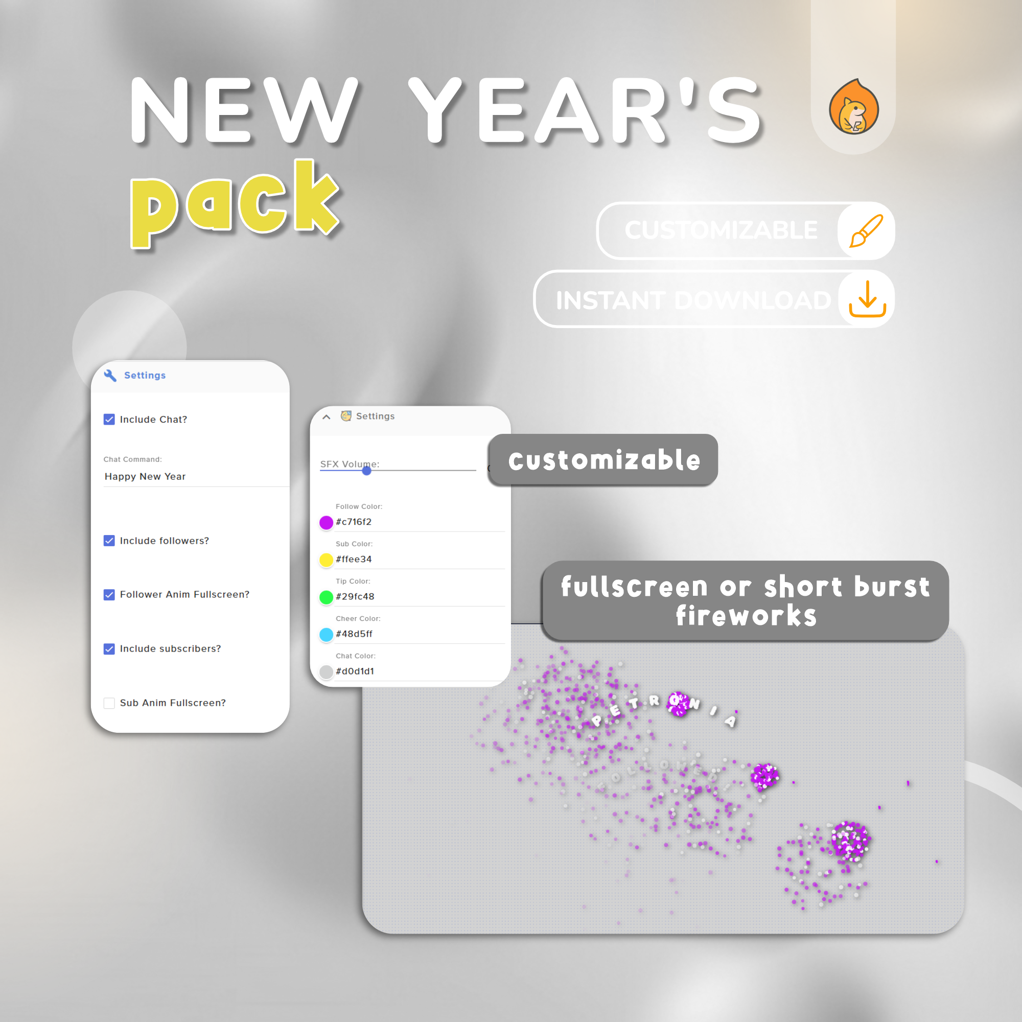 New Year's Eve Just Chatting Overlay Pack