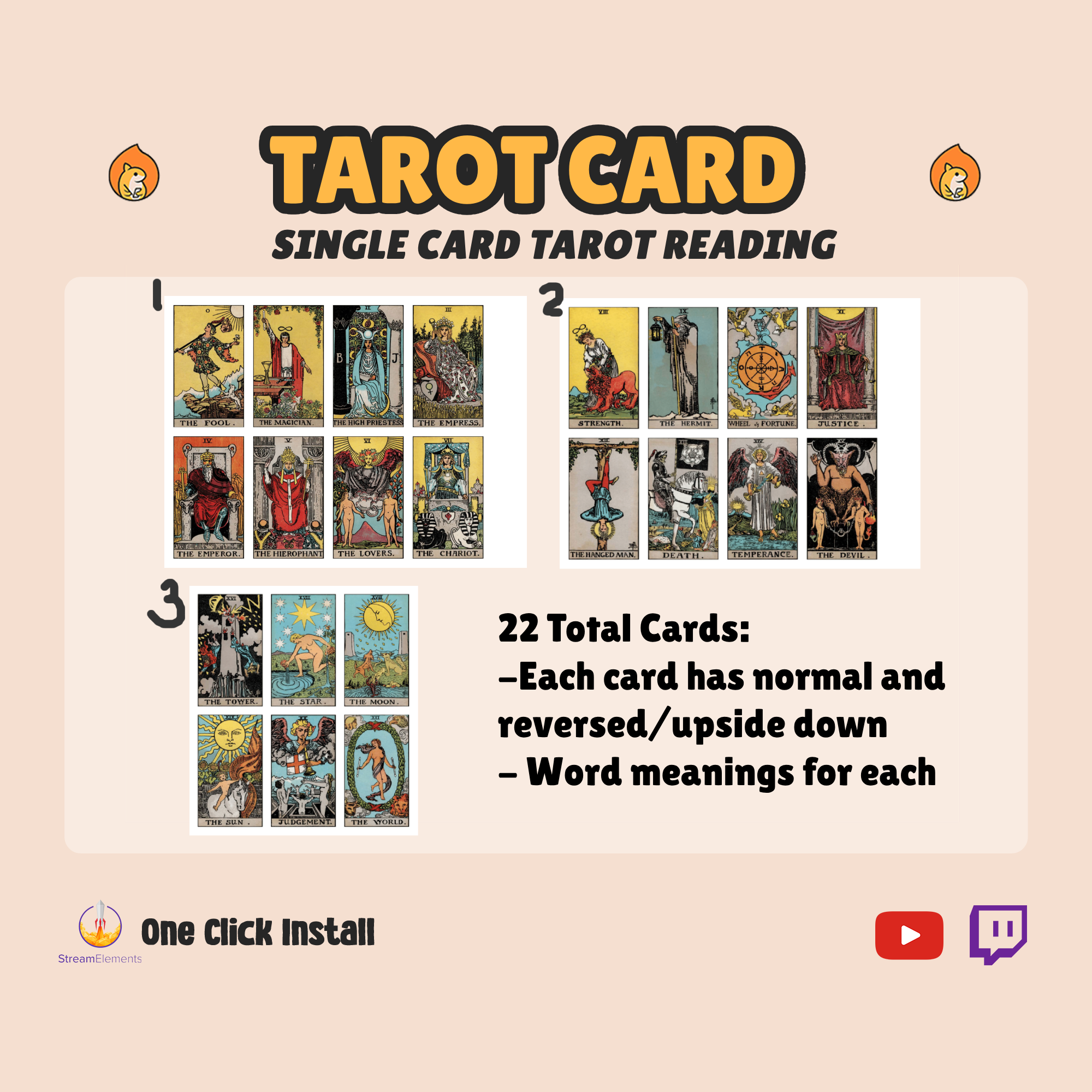 Single Tarot Card Reading Twitch Widget