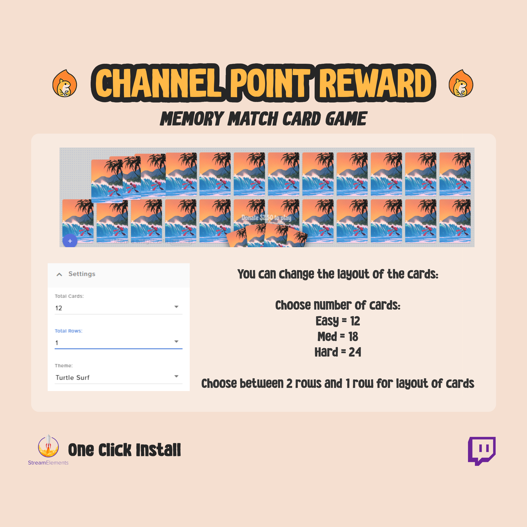 Memory Card Match Game - Twitch Chat Plays