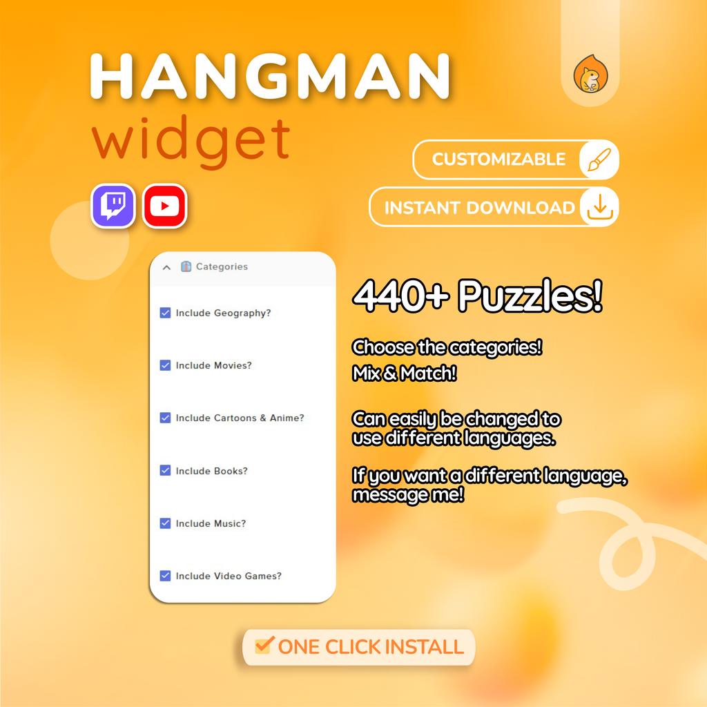 Hangman Twitch Overlay Game - YouTube Custom Widget