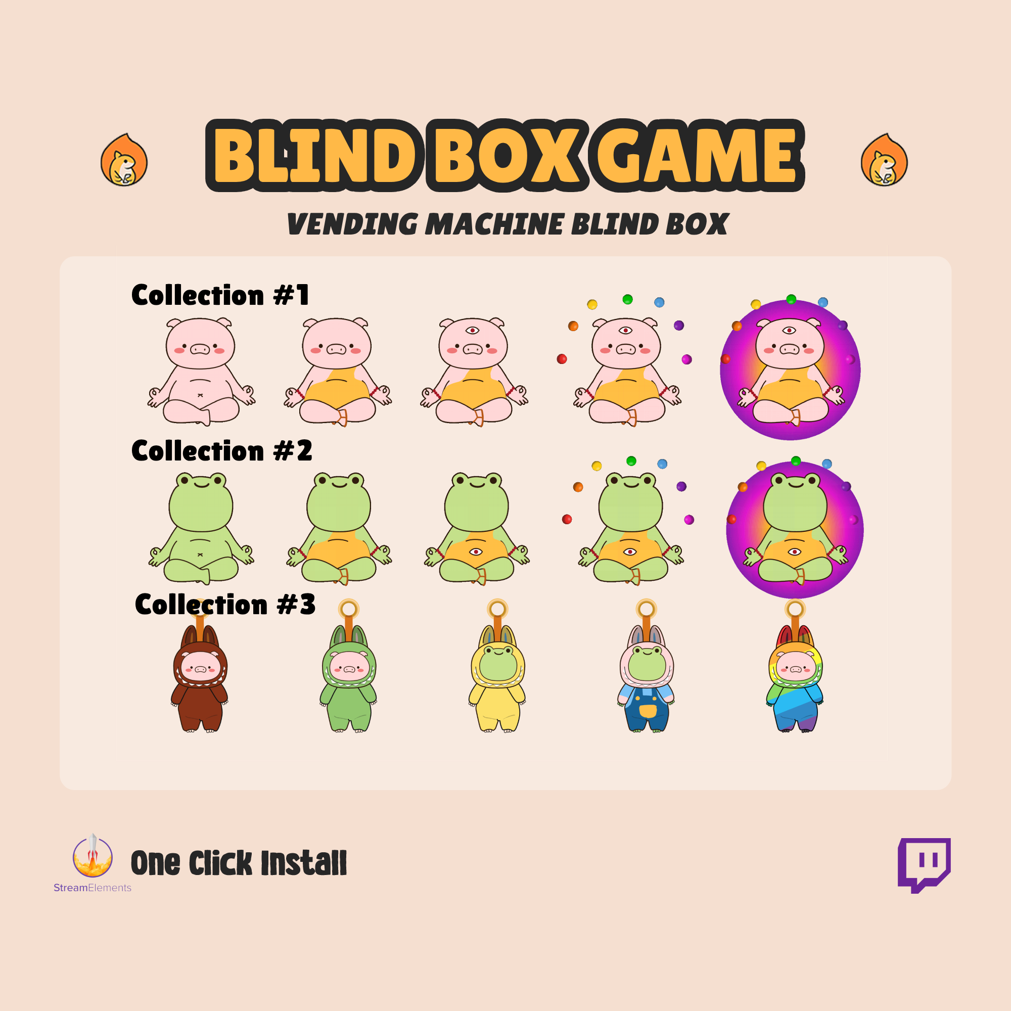 Twitch Blind Box Vending Machine Widget - Labubu Style Blind Box Chat Game
