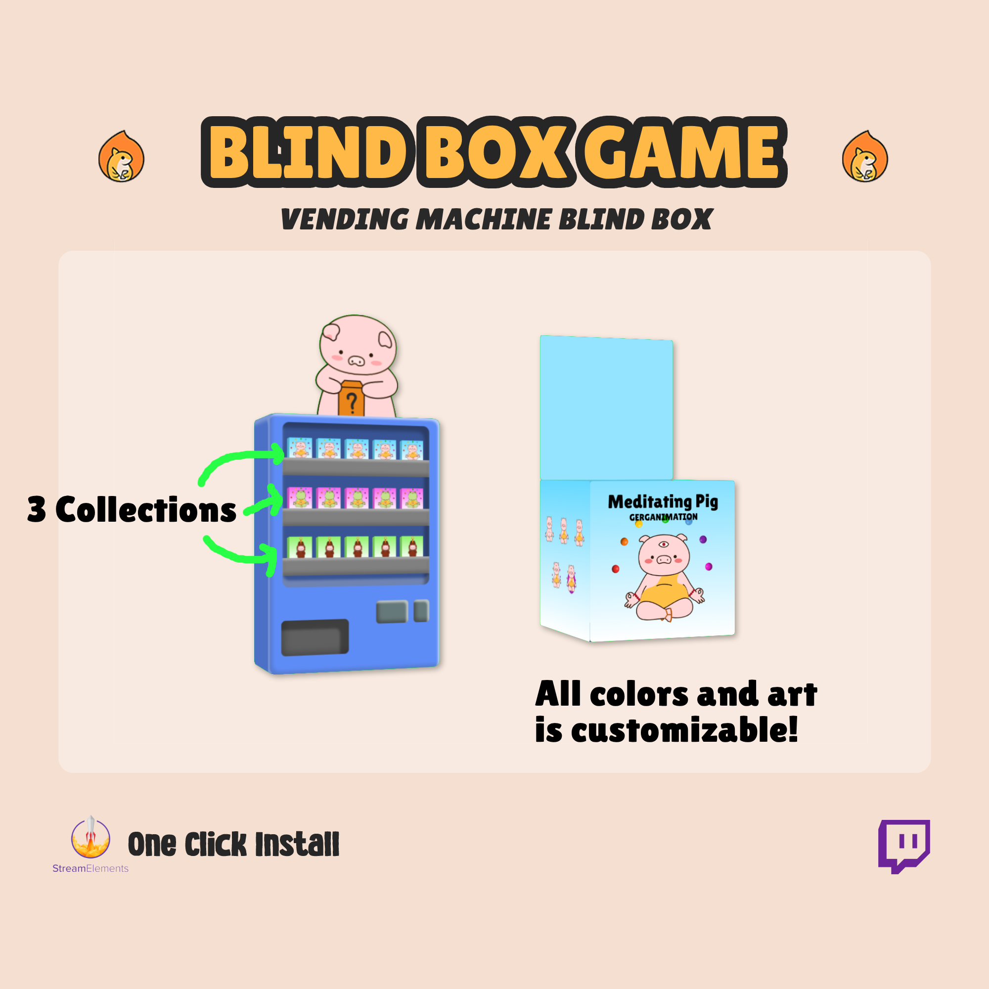 Twitch Blind Box Vending Machine Widget - Labubu Style Blind Box Chat Game