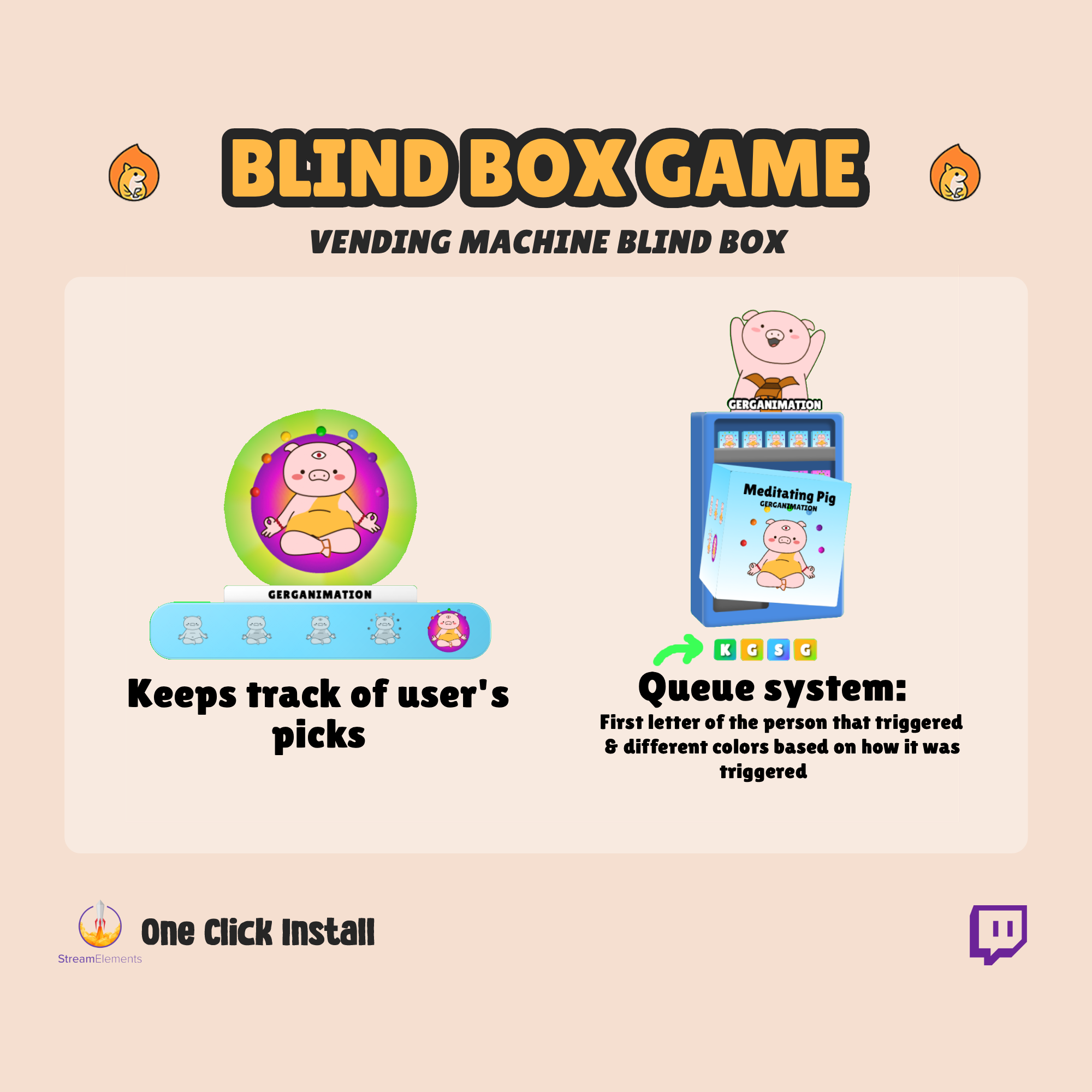 Twitch Blind Box Vending Machine Widget - Labubu Style Blind Box Chat Game
