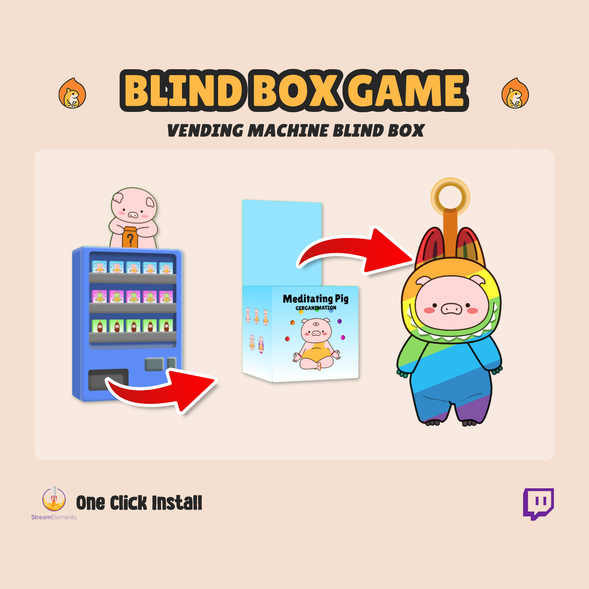 Twitch Blind Box Vending Machine Widget - Labubu Style Blind Box Chat Game